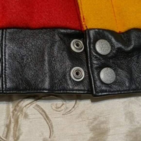 Men's Jeff Hamilton NBA logo patch bomber jacket, size 3X.  Wool and leather. - Picture 7 of 16